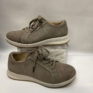 Revere Athens Shoes Womens EU39 US 8.5 Tan Metallic‎ Sparkle Leather Sneaker